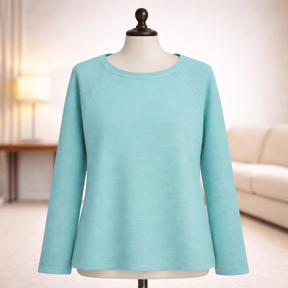 Forever 21 Aqua Ribbed Knit Sweater Top – Size S